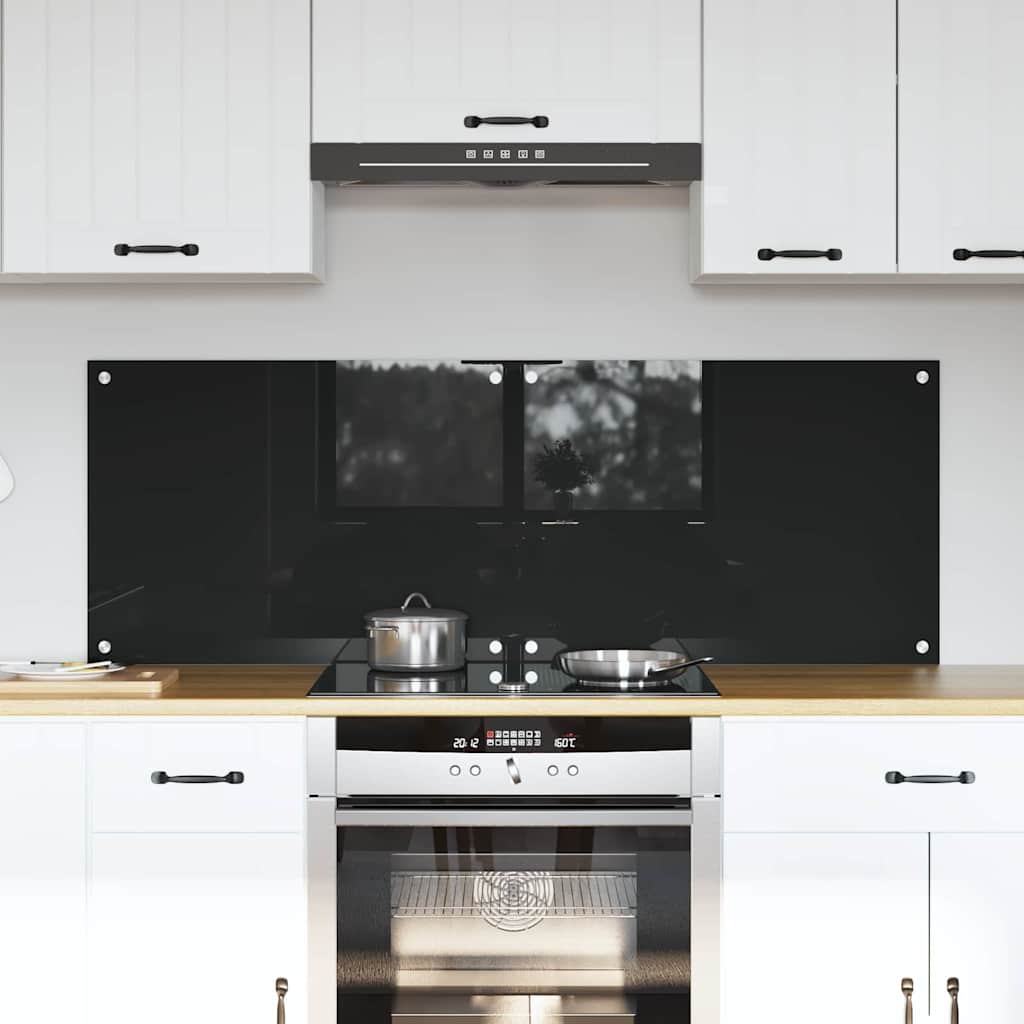 Køkkenbacksplash 2 pcs Sort 70 x 50 cm hærdet glas