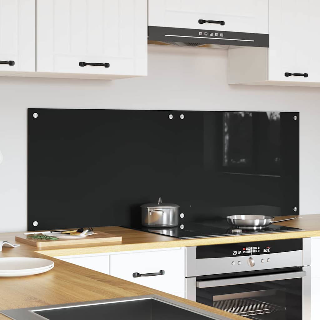 Køkkenbacksplash 2 pcs Sort 70 x 50 cm hærdet glas
