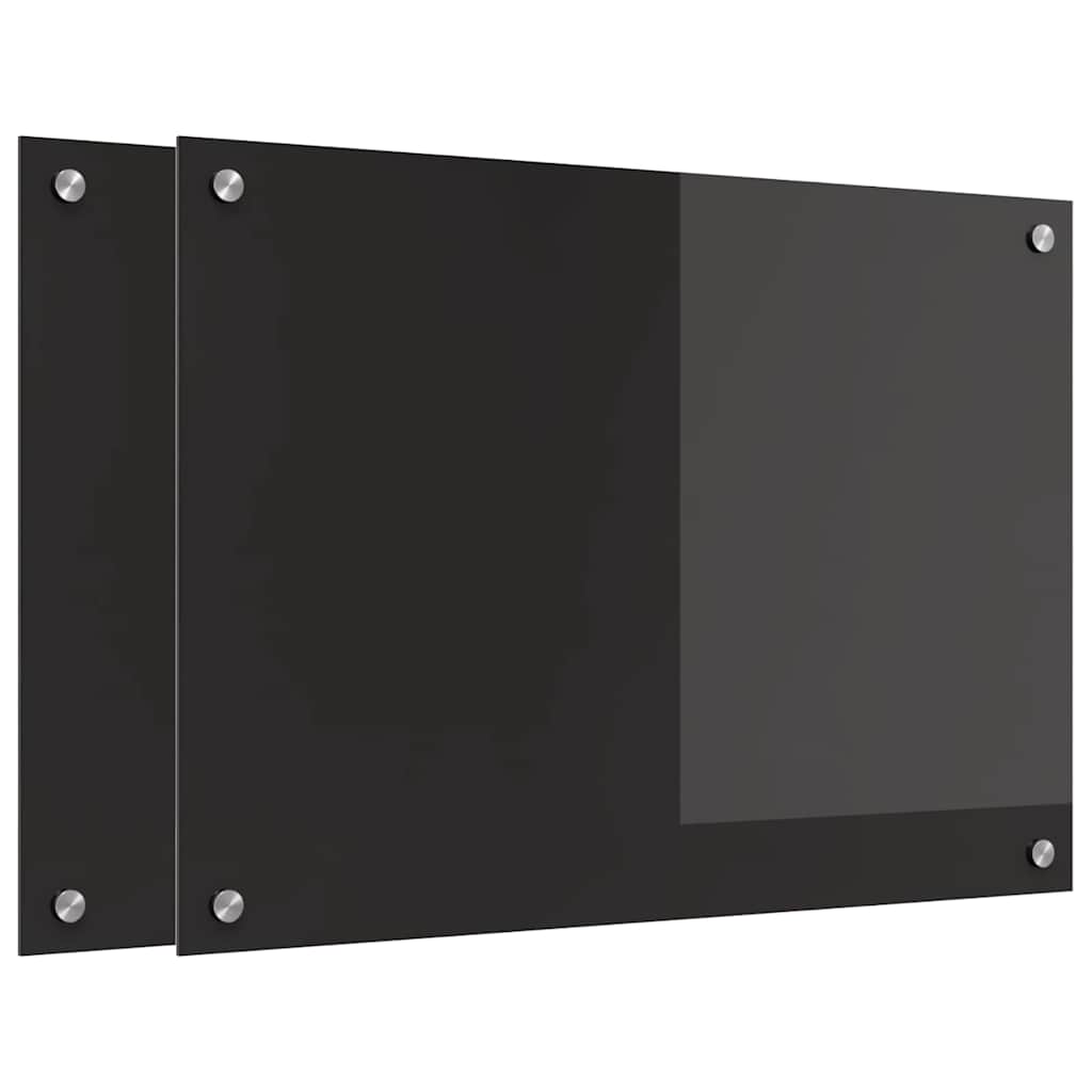 Køkkenbacksplash 2 pcs Sort 70 x 50 cm hærdet glas