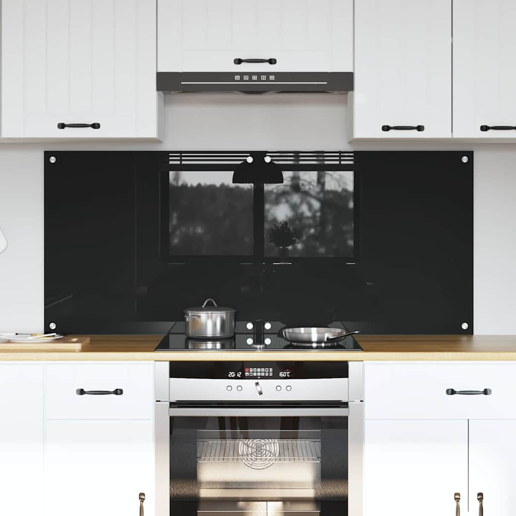 Køkkenbacksplash 2 stk. Sort 70 x 60 cm hærdet glas