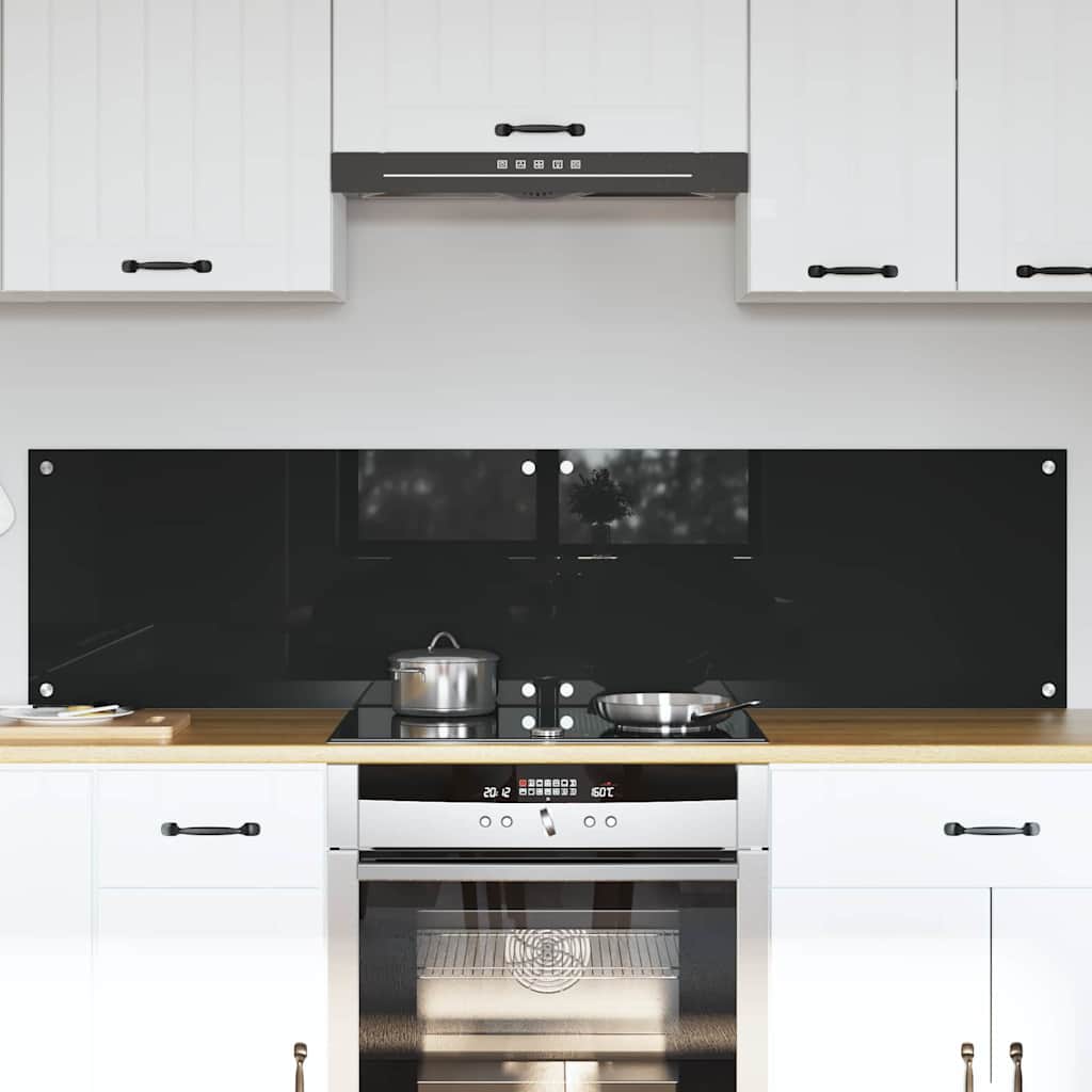 Køkkenbacksplash 2 pcs Sort 80 x 40 cm hærdet glas billede