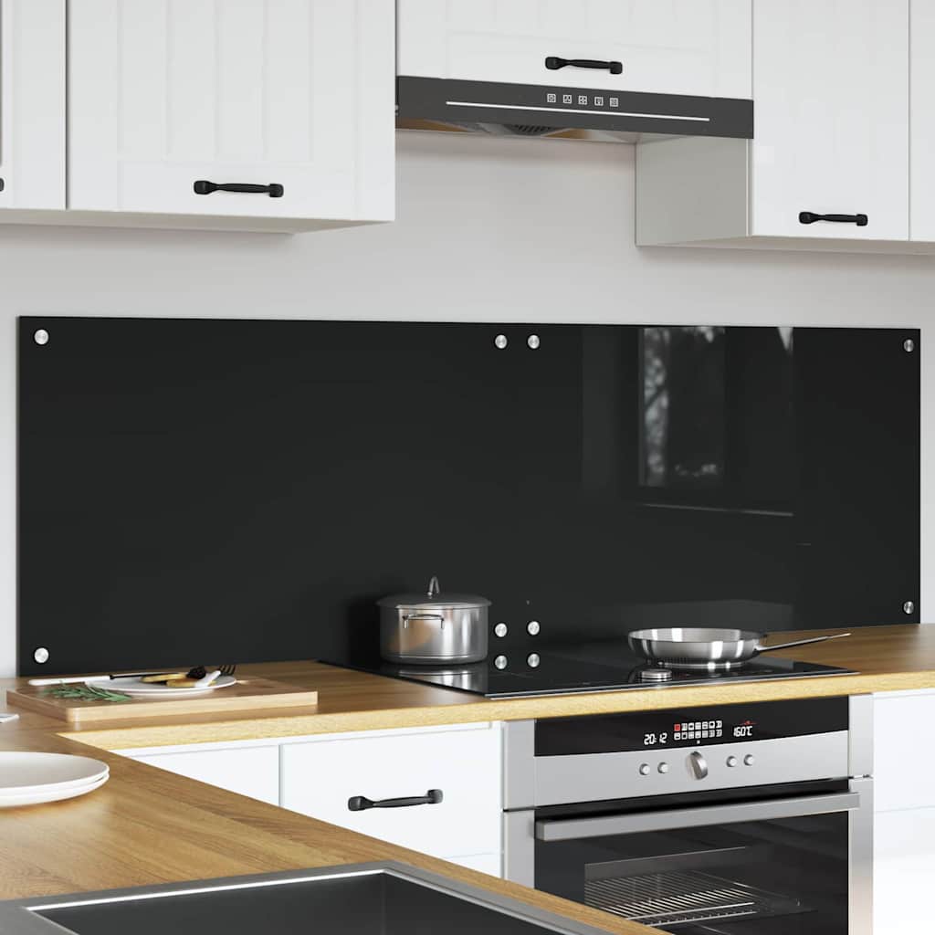 Køkkenbacksplash 2 pcs Sort 80 x 50 cm hærdet glas