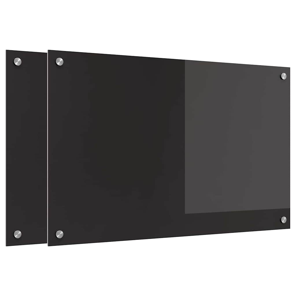 Køkkenbacksplash 2 pcs Sort 80 x 50 cm hærdet glas