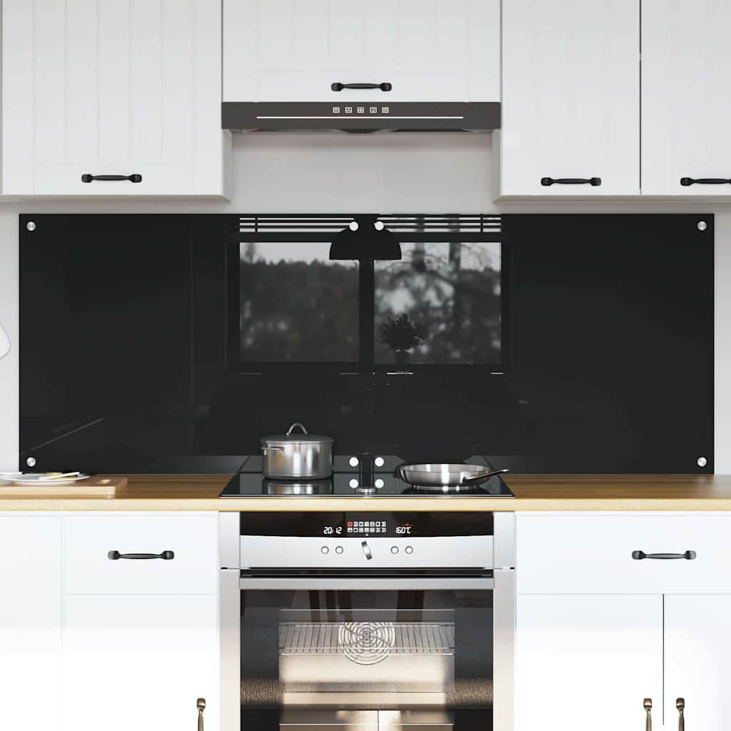 Køkkenbacksplash 2 pcs Sort 80 x 60 cm hærdet glas