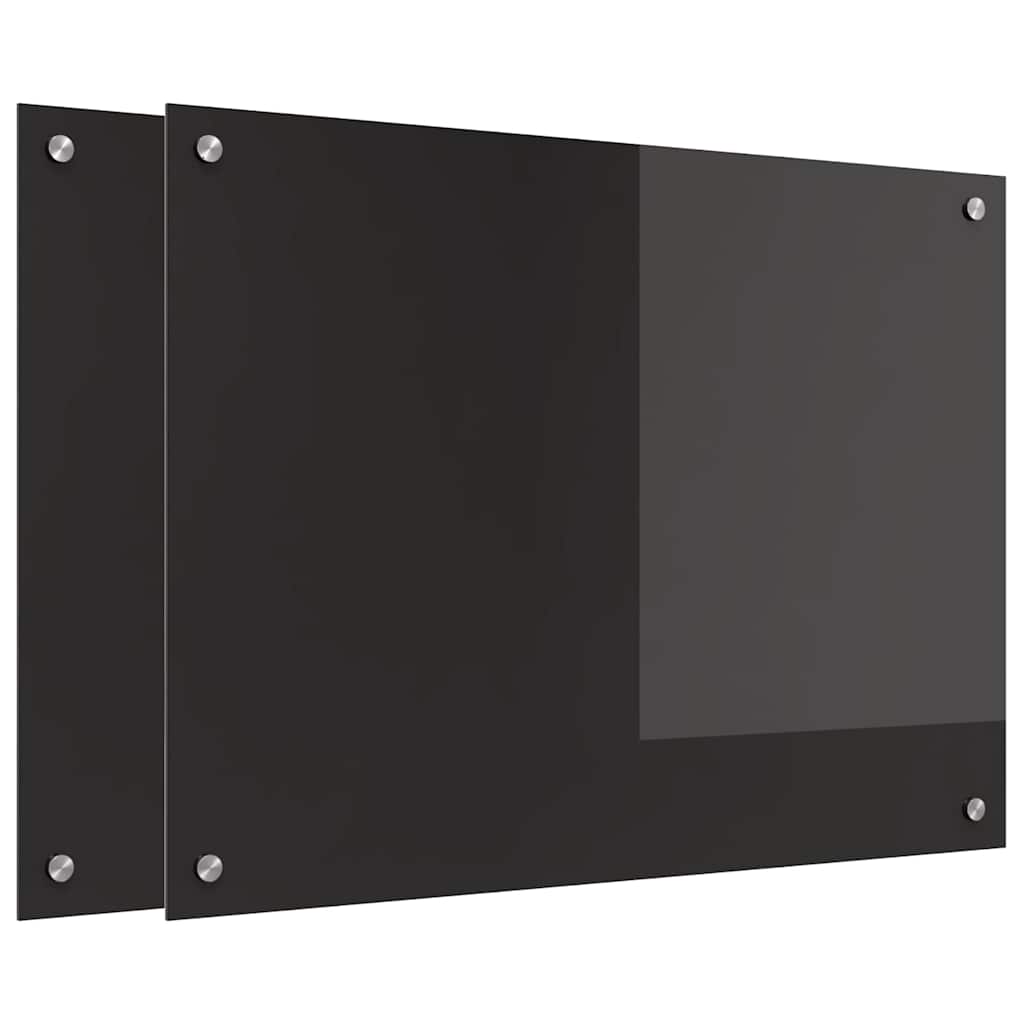 Køkkenbacksplash 2 pcs Sort 80 x 60 cm hærdet glas