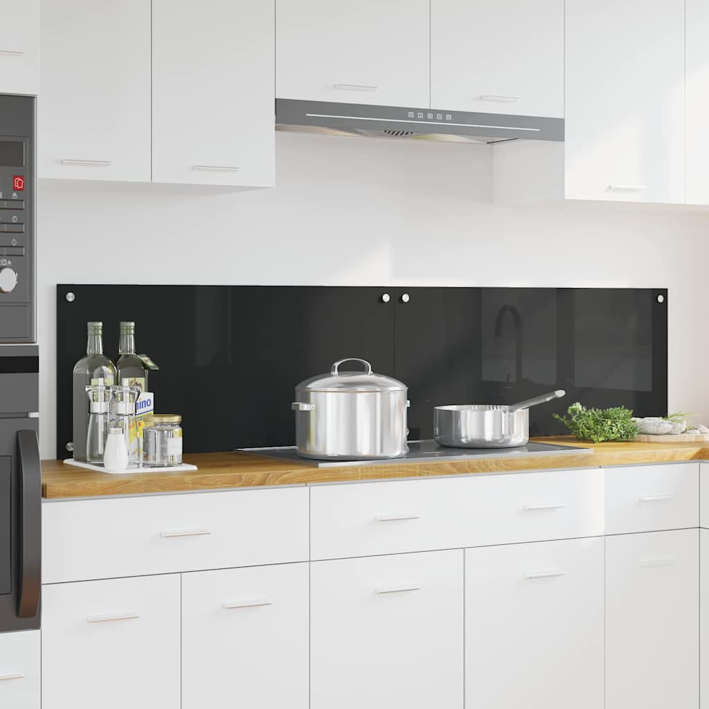 Køkkenbacksplash 2 pcs Sort 90 x 40 cm hærdet glas billede