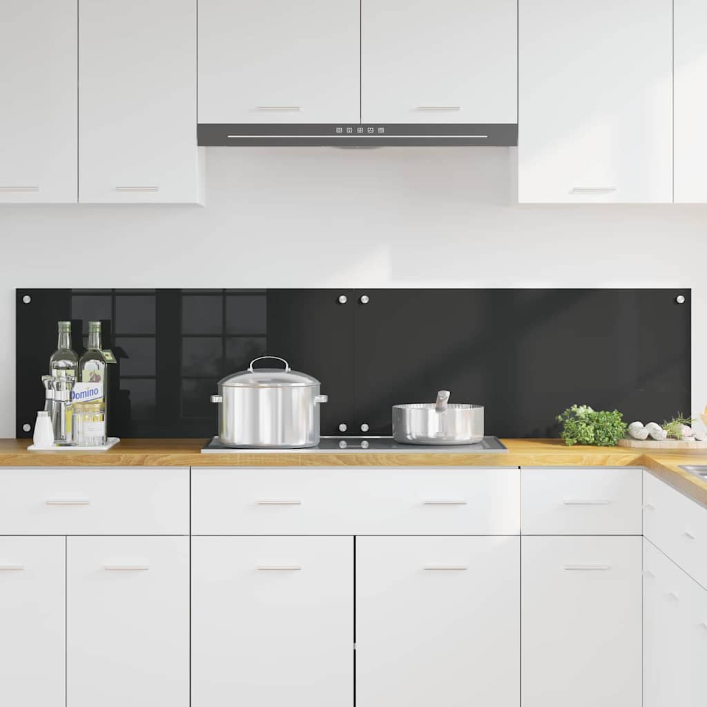 Køkkenbacksplash 2 pcs Sort 90 x 40 cm hærdet glas