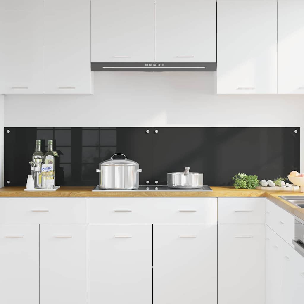 Køkkenbacksplash 2 pcs Sort 100 x 40 cm hærdet glas