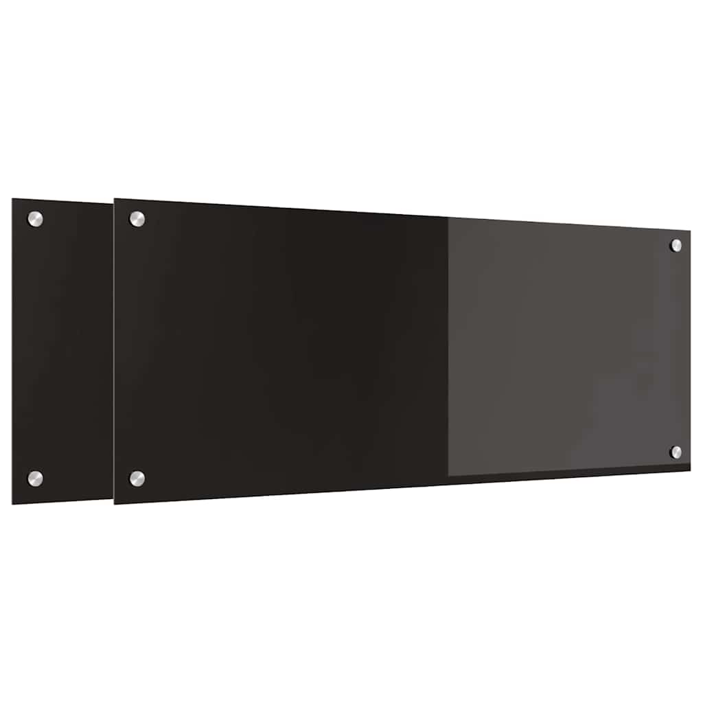 Køkkenbacksplash 2 pcs Sort 100 x 40 cm hærdet glas