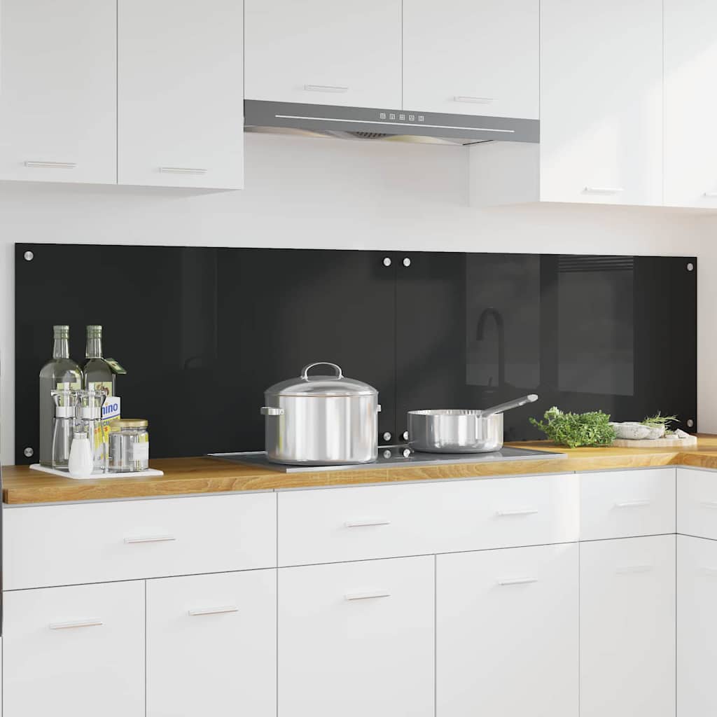 Køkkenbacksplash 2 pcs Sort 100 x 50 cm hærdet glas