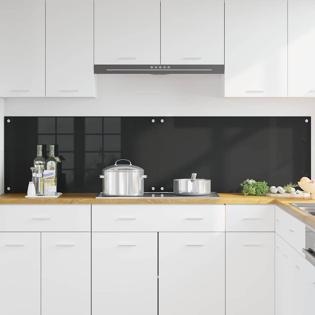 Køkkenbacksplash 2 pcs Sort 100 x 50 cm hærdet glas