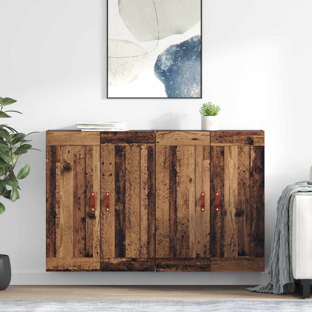 Væghængt skab Vægmonteret 2 pcs Gammelt træ 69,5 x 34 x 90 cm