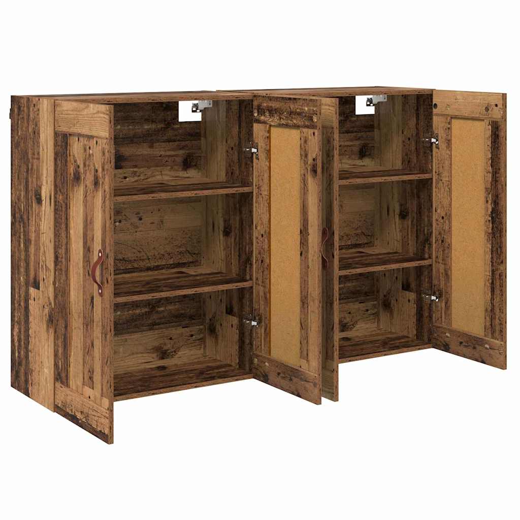 Væghængt skab Vægmonteret 2 pcs Gammelt træ 69,5 x 34 x 90 cm