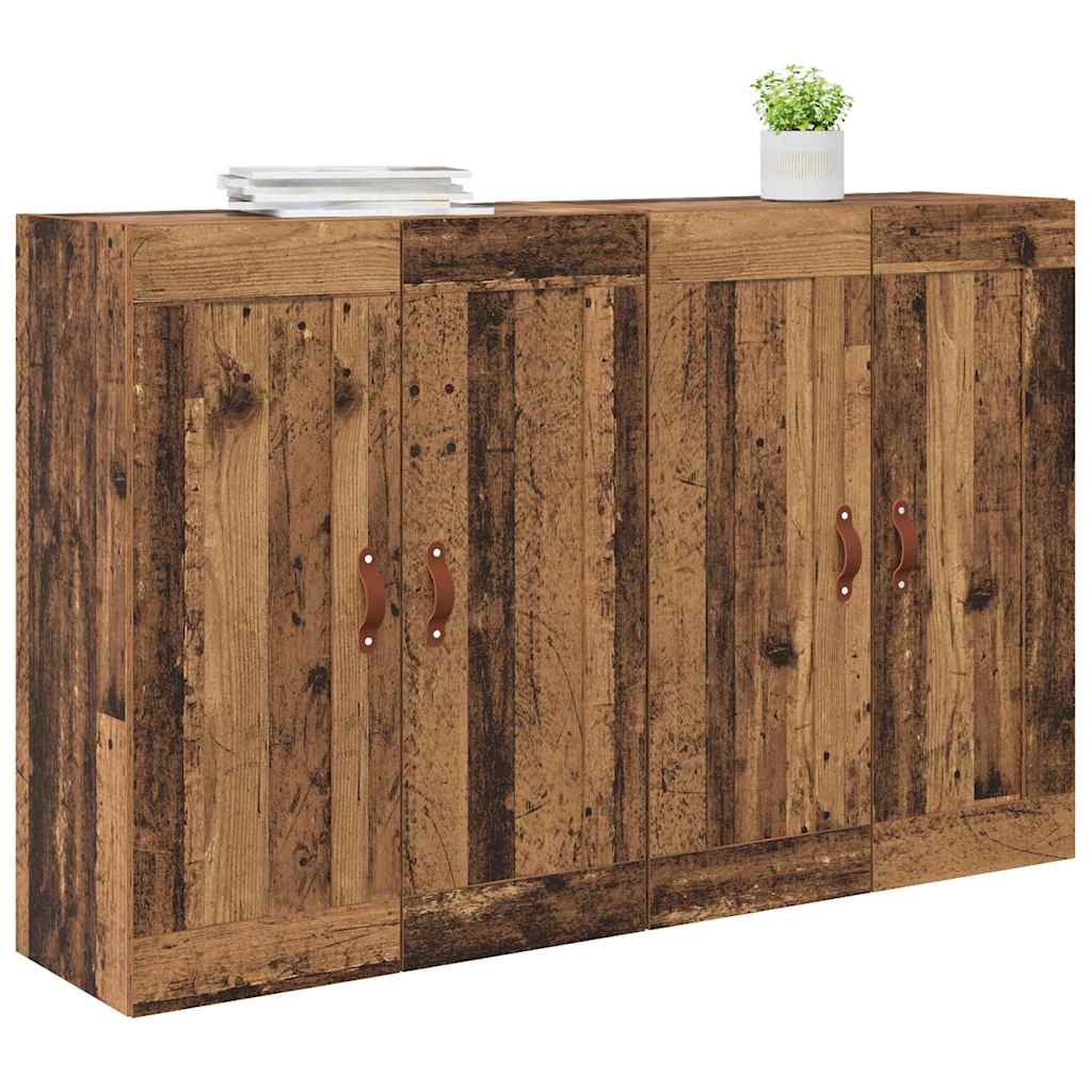 Væghængt skab Vægmonteret 2 pcs Gammelt træ 69,5 x 34 x 90 cm