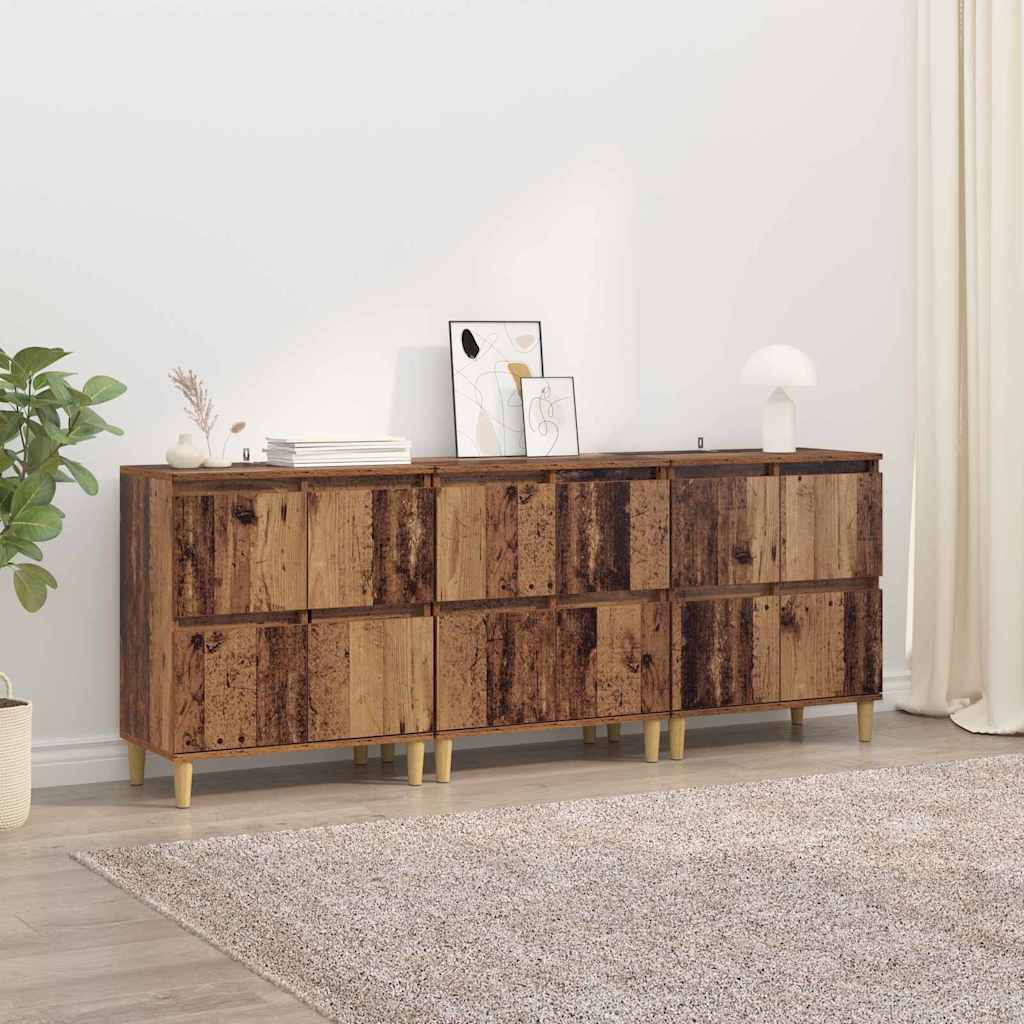 Sideboards 3 pcs Gammelt træ 60 x 35 x 70 cm Konstrueret træ
