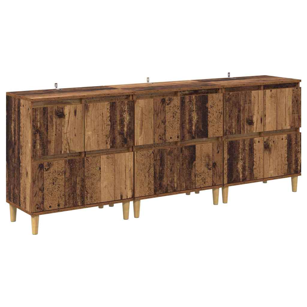 Sideboards 3 pcs Gammelt træ 60 x 35 x 70 cm Konstrueret træ