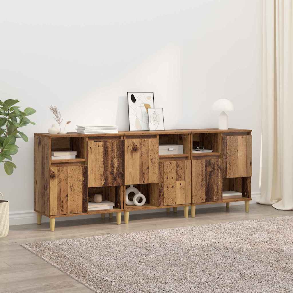 Sideboards 3 pcs Gammelt træ 60 x 35 x 70 cm Konstrueret træ
