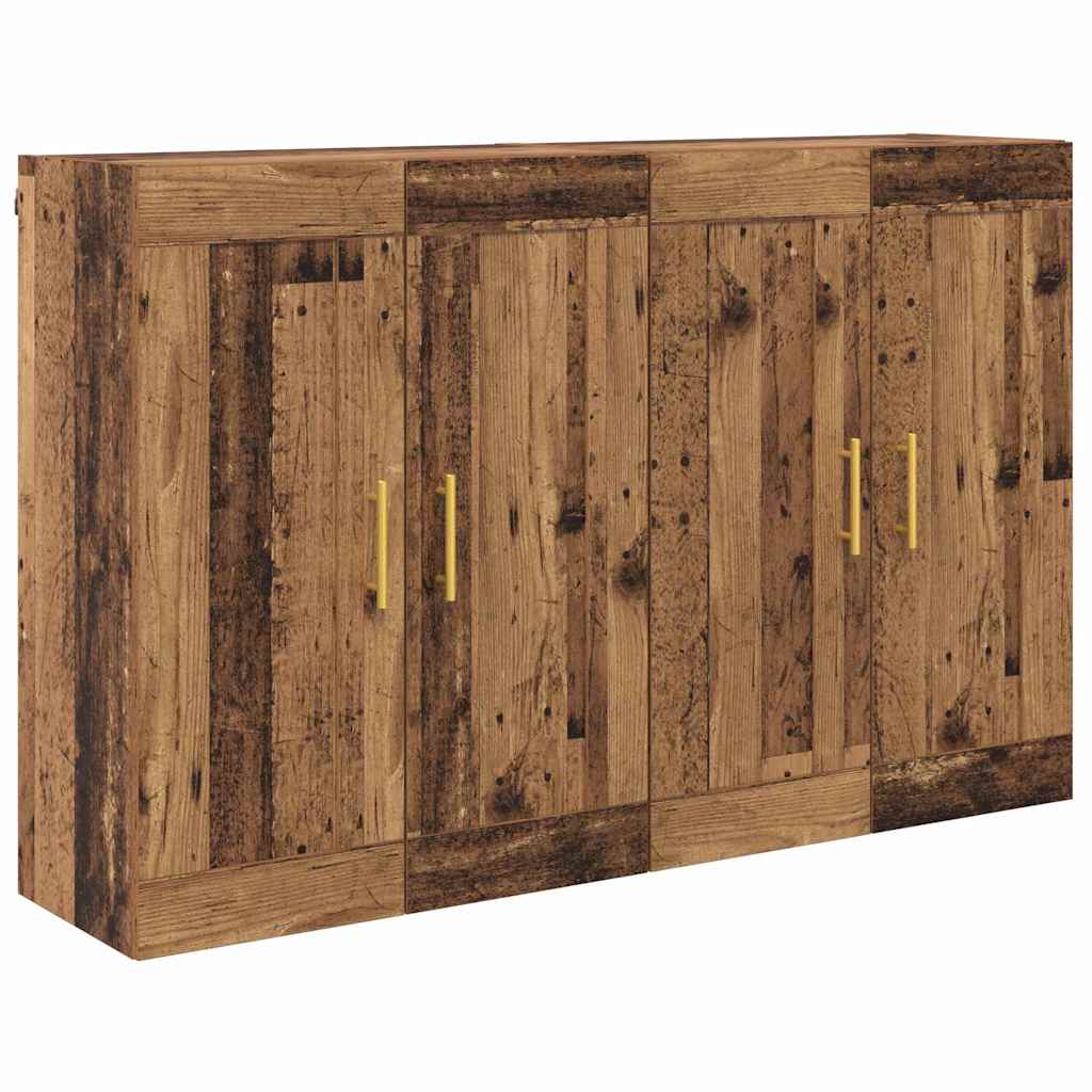 Væghængt skab Vægmonteret 2 pcs Gammelt træ 69,5 x 34 x 90 cm