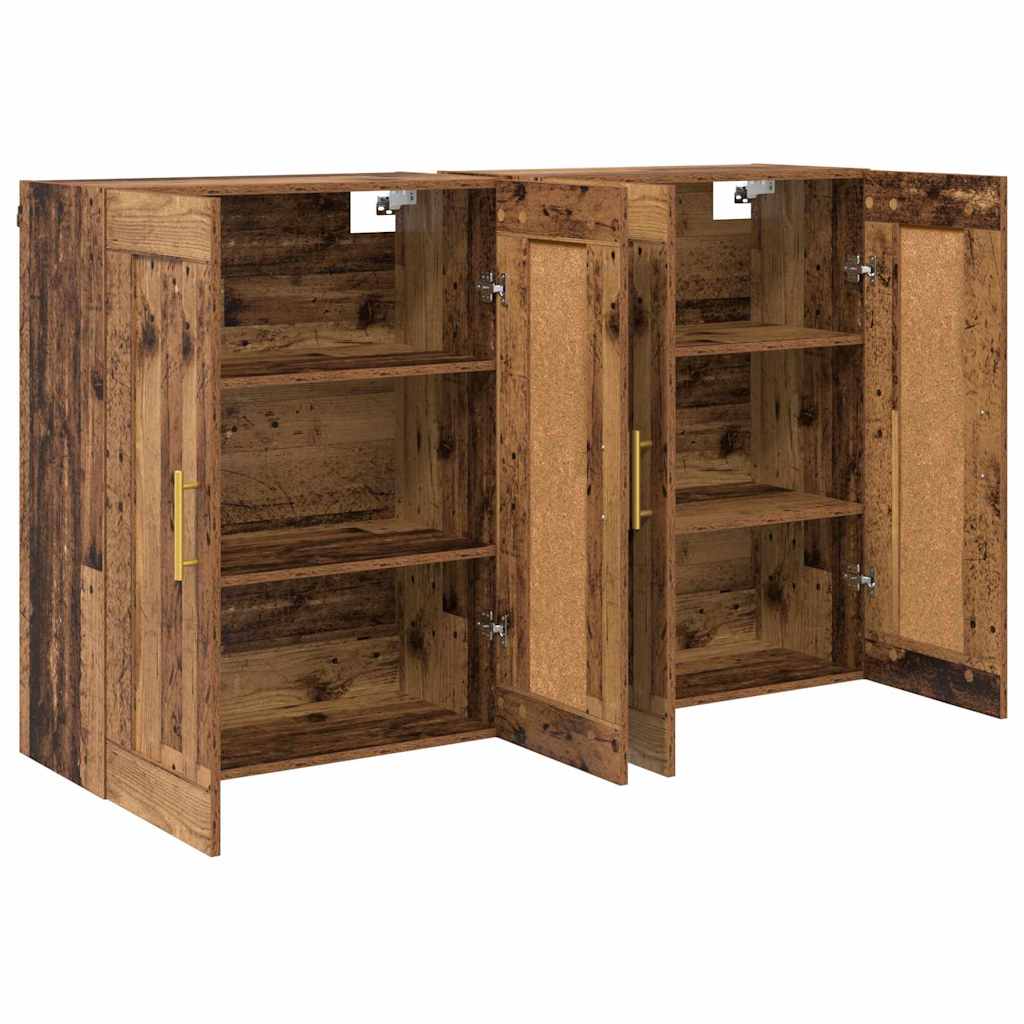 Væghængt skab Vægmonteret 2 pcs Gammelt træ 69,5 x 34 x 90 cm