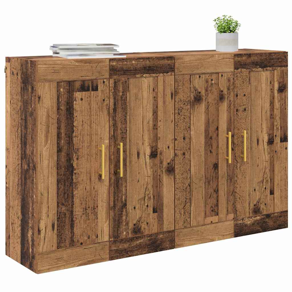 Væghængt skab Vægmonteret 2 pcs Gammelt træ 69,5 x 34 x 90 cm