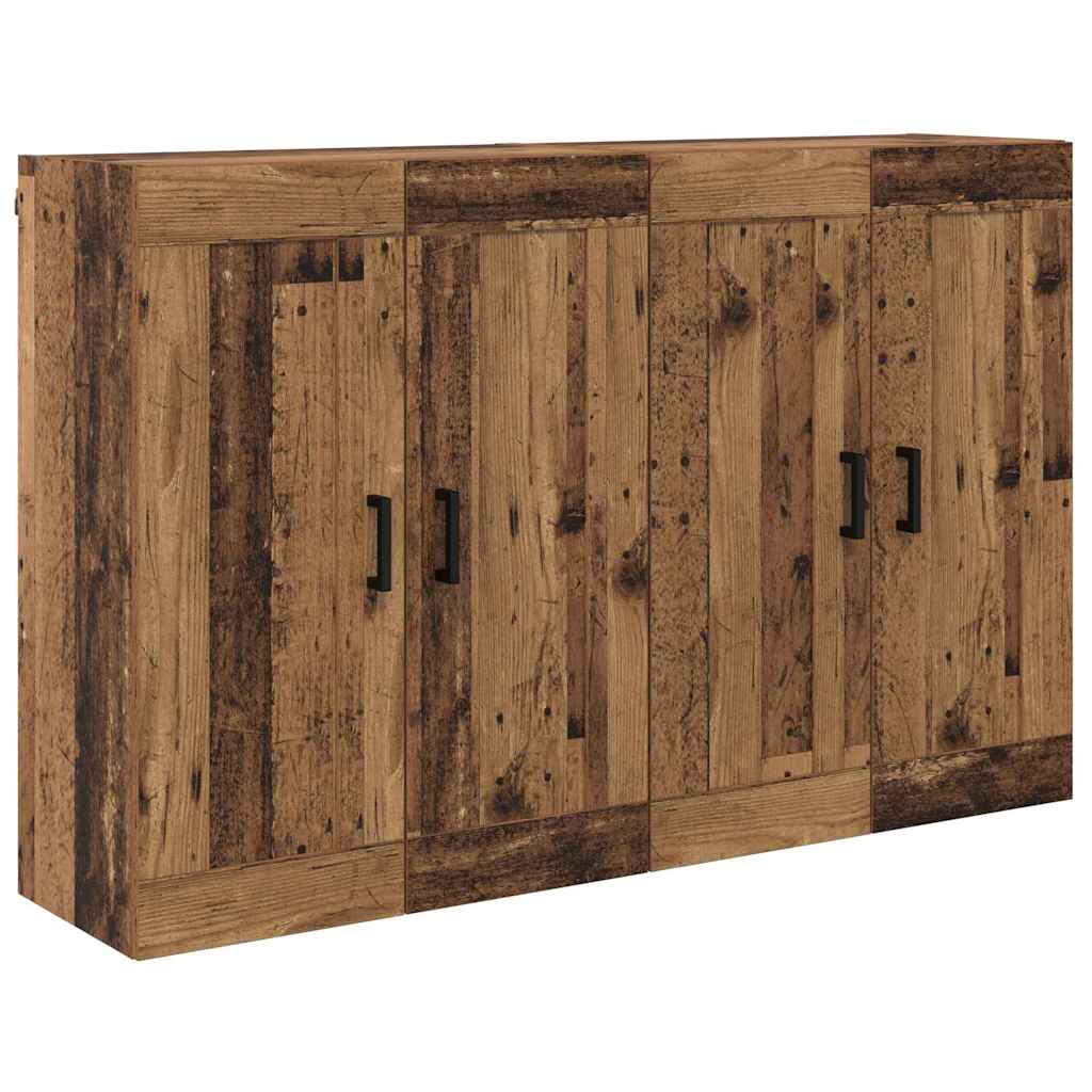 Væghængt skab Vægmonteret 2 pcs Gammelt træ 69,5 x 34 x 90 cm