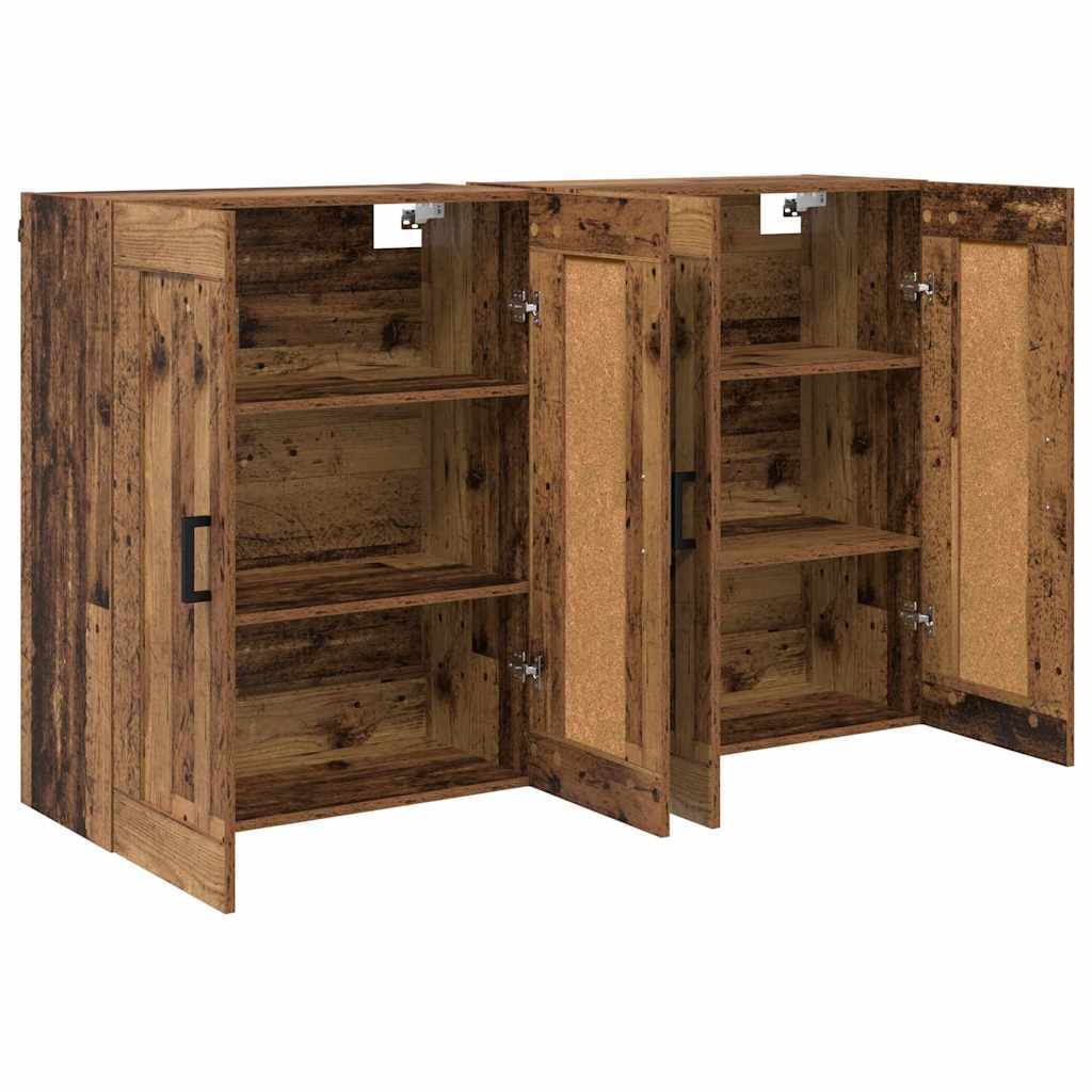 Væghængt skab Vægmonteret 2 pcs Gammelt træ 69,5 x 34 x 90 cm
