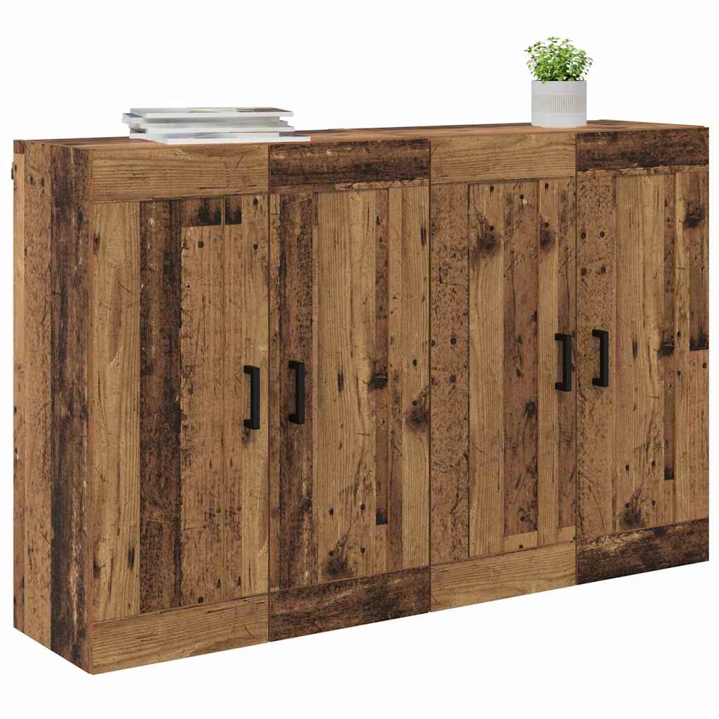 Væghængt skab Vægmonteret 2 pcs Gammelt træ 69,5 x 34 x 90 cm