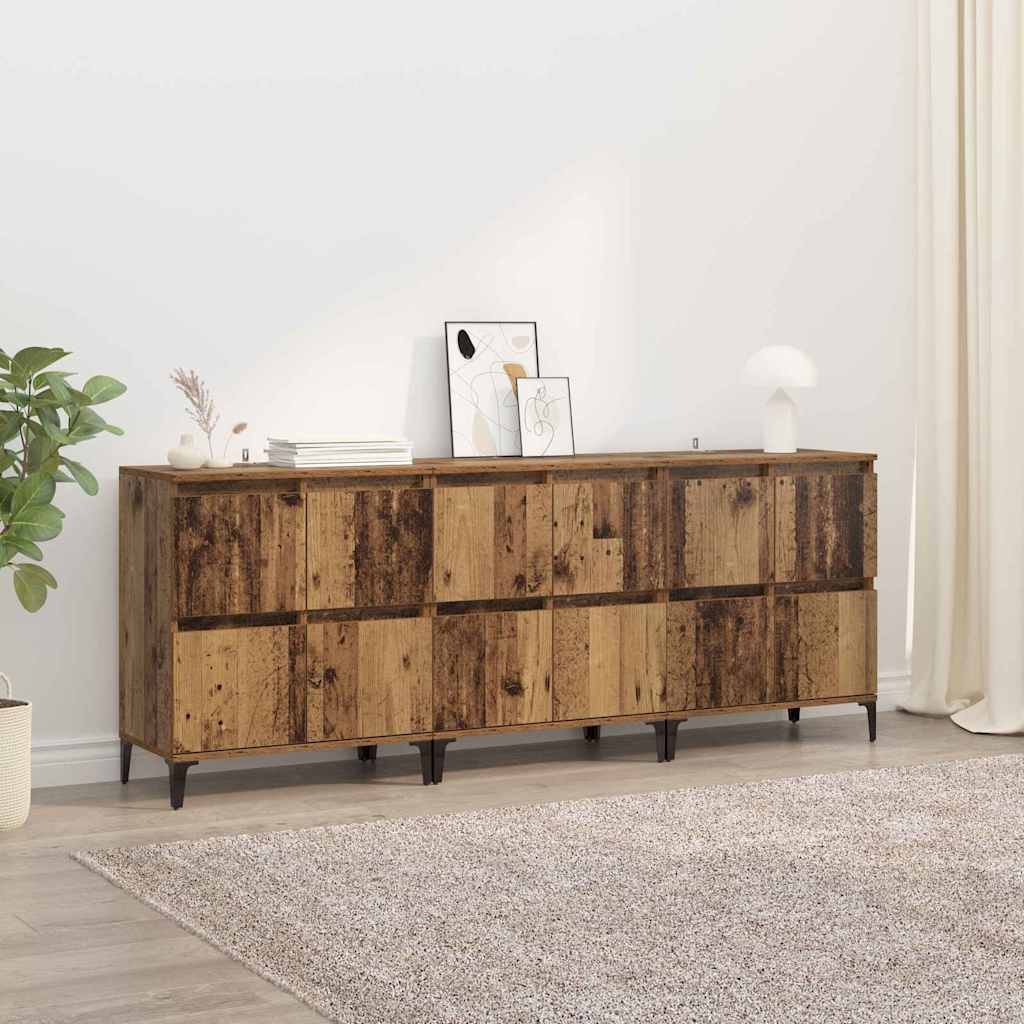 Sideboards 3 pcs Gammelt træ 60 x 35 x 70 cm Konstrueret træ