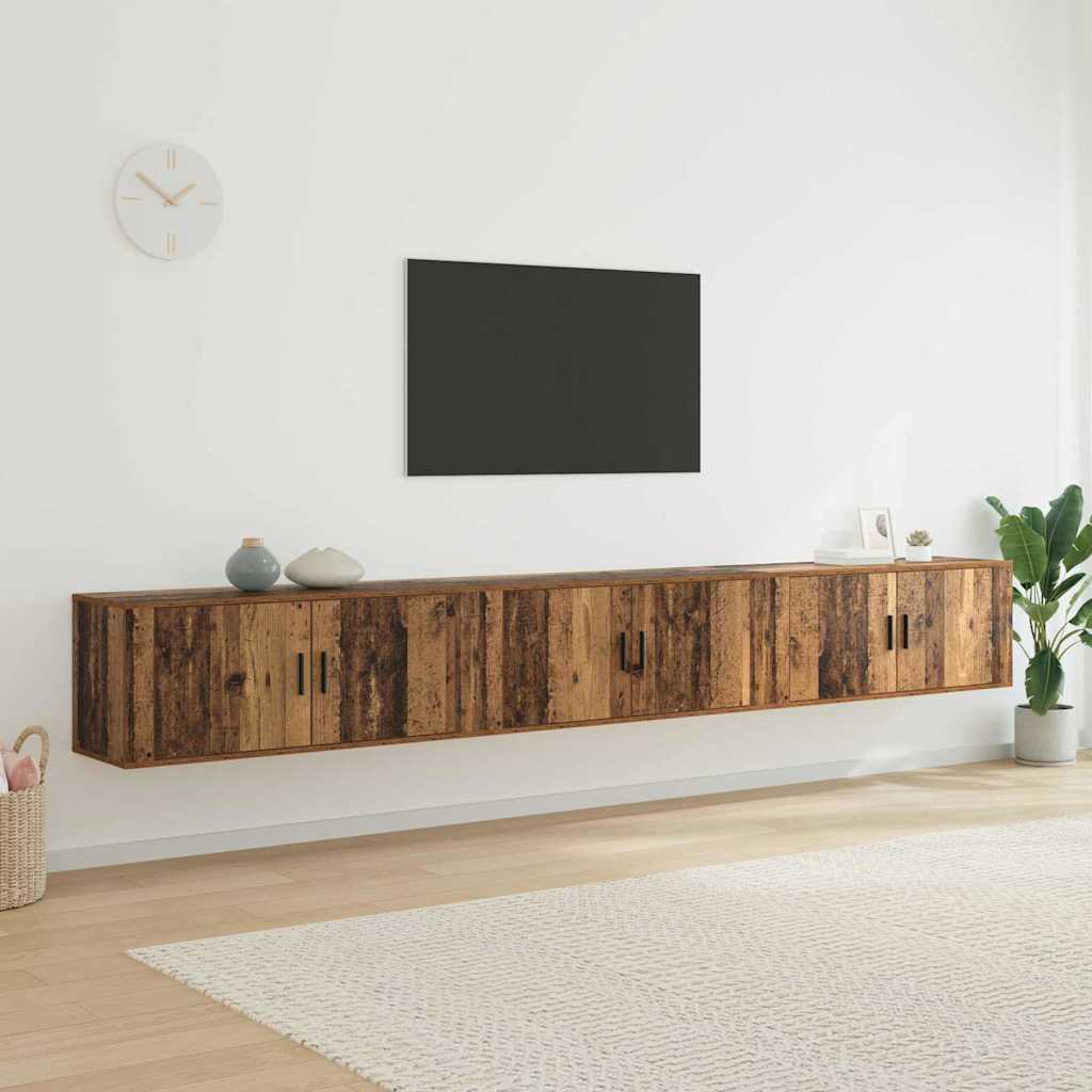 Væghængt TV-skab sæt 3 pcs Gammelt træ 100 x 34,5 x 40 cm