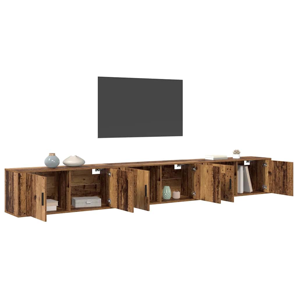 Væghængt TV-skab sæt 3 pcs Gammelt træ 100 x 34,5 x 40 cm