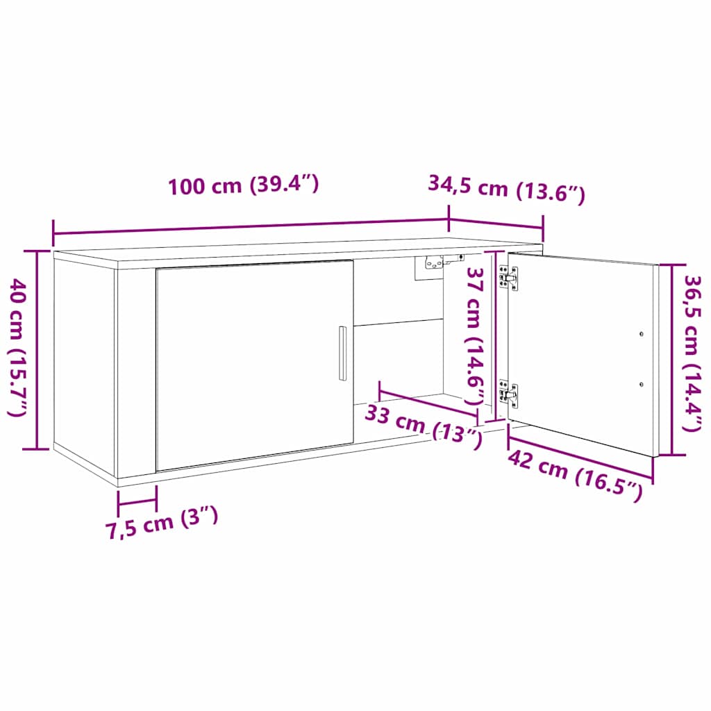 Væghængt TV-skab sæt 3 pcs Gammelt træ 100 x 34,5 x 40 cm