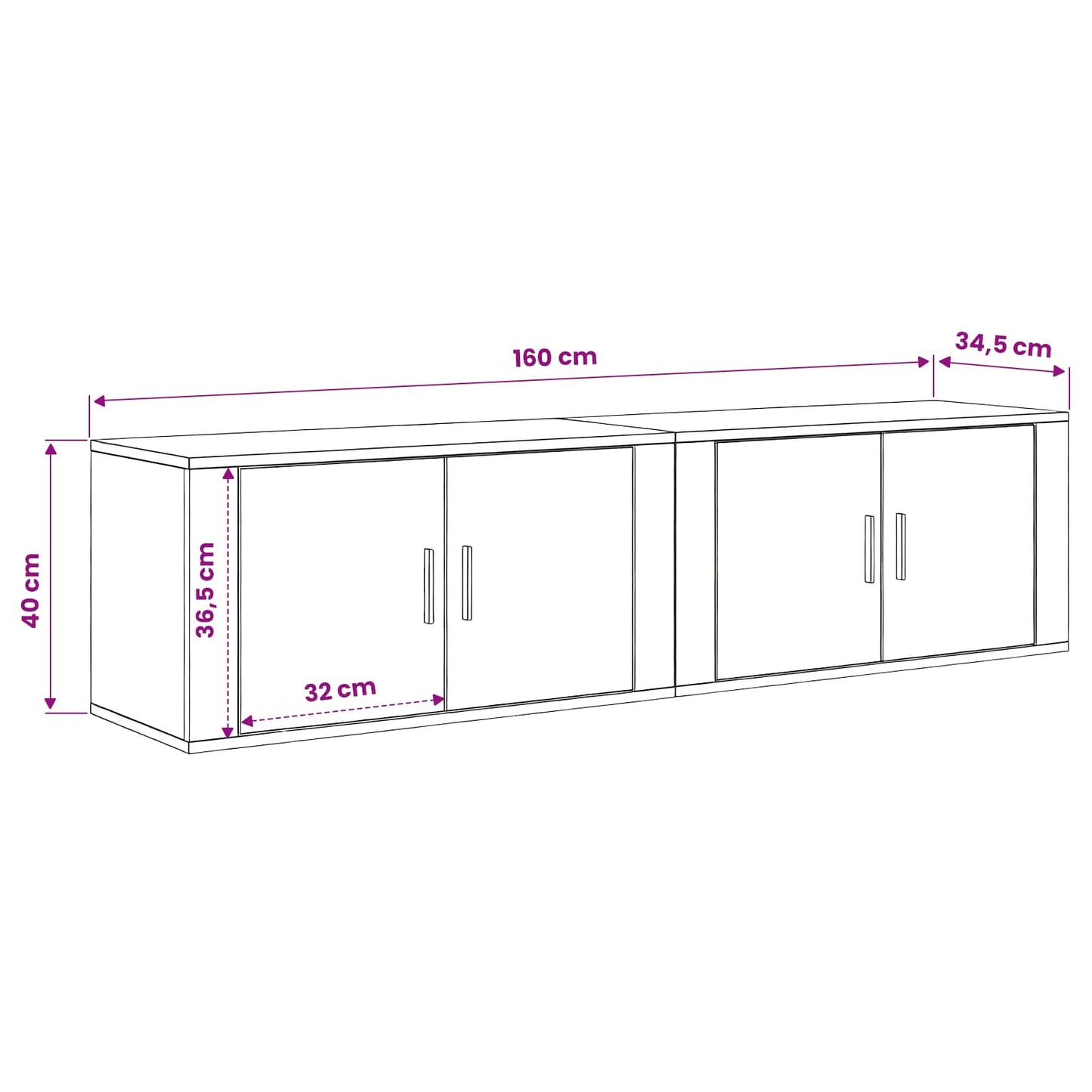 Væghængt TV-skab sæt 2 pcs Gammelt træ 80 x 34,5 x 40 cm