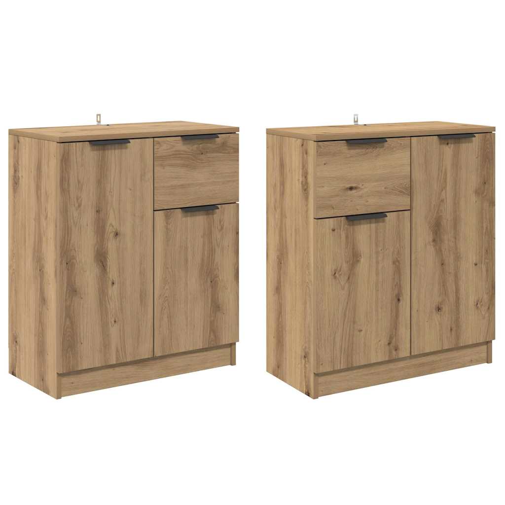 Sideboards 2 pcs Artisan Egetræ 60 x 30 x 70 cm Konstrueret træ