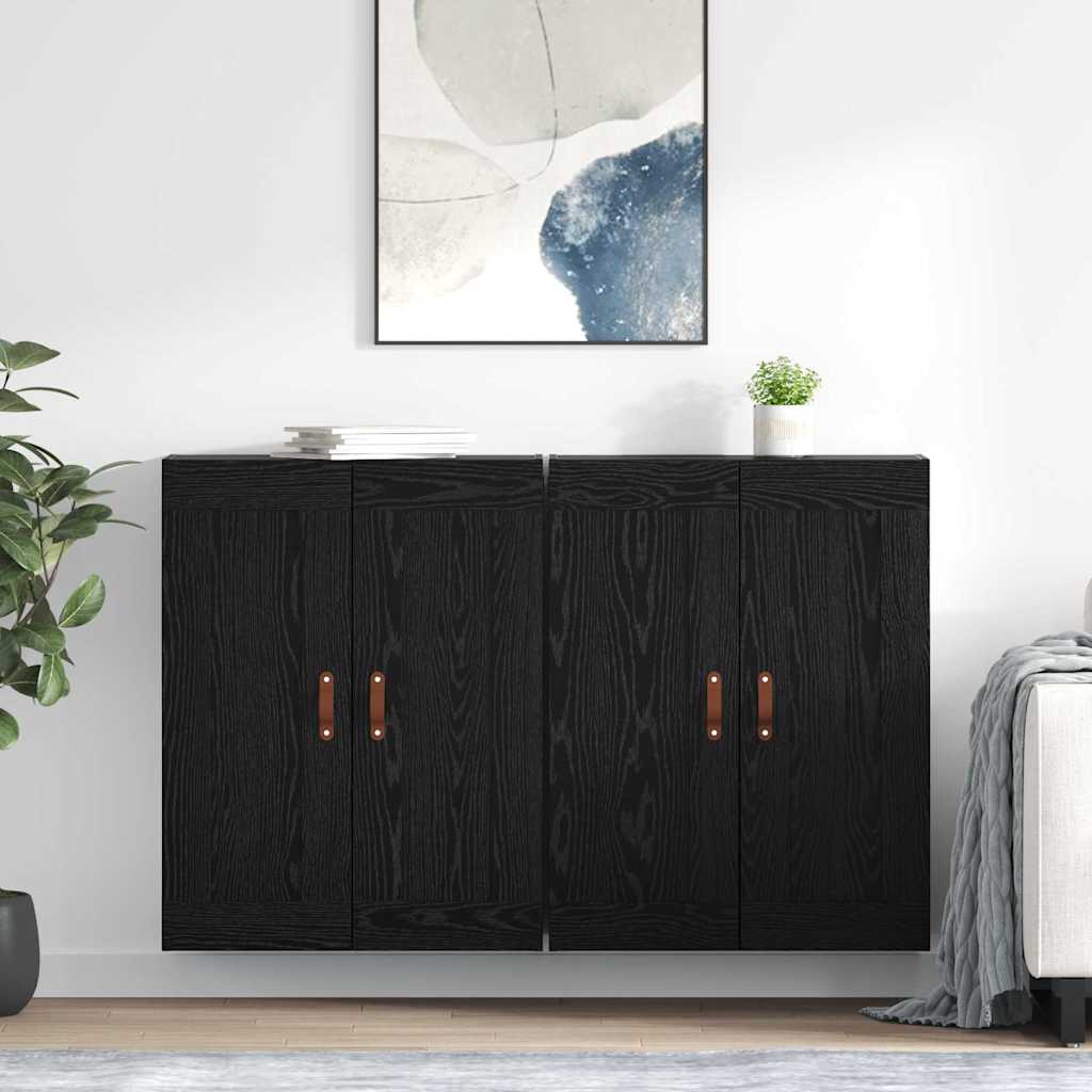 Væghængt skab 2 stk. Sort eg 69,5 x 34 x 90 cm Konstrueret træ