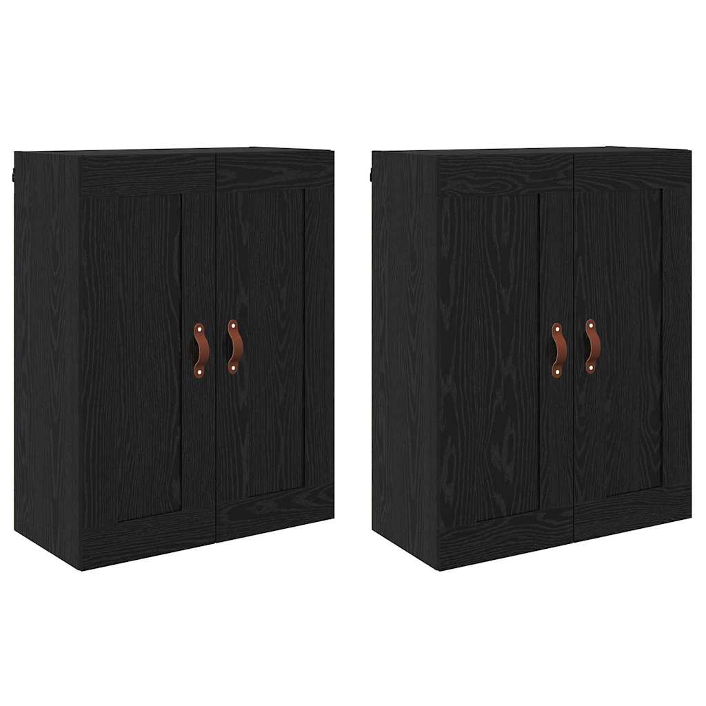 Væghængt skab 2 stk. Sort eg 69,5 x 34 x 90 cm Konstrueret træ