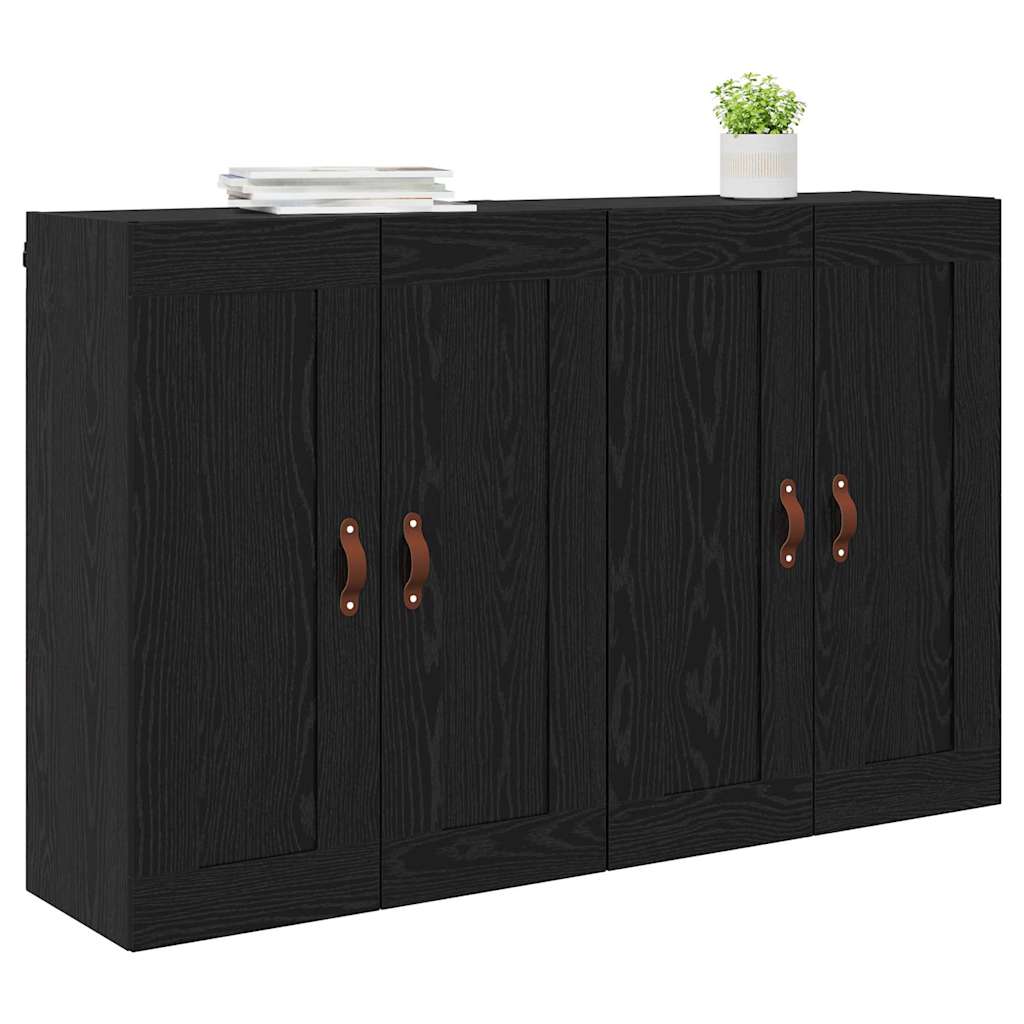 Væghængt skab 2 stk. Sort eg 69,5 x 34 x 90 cm Konstrueret træ