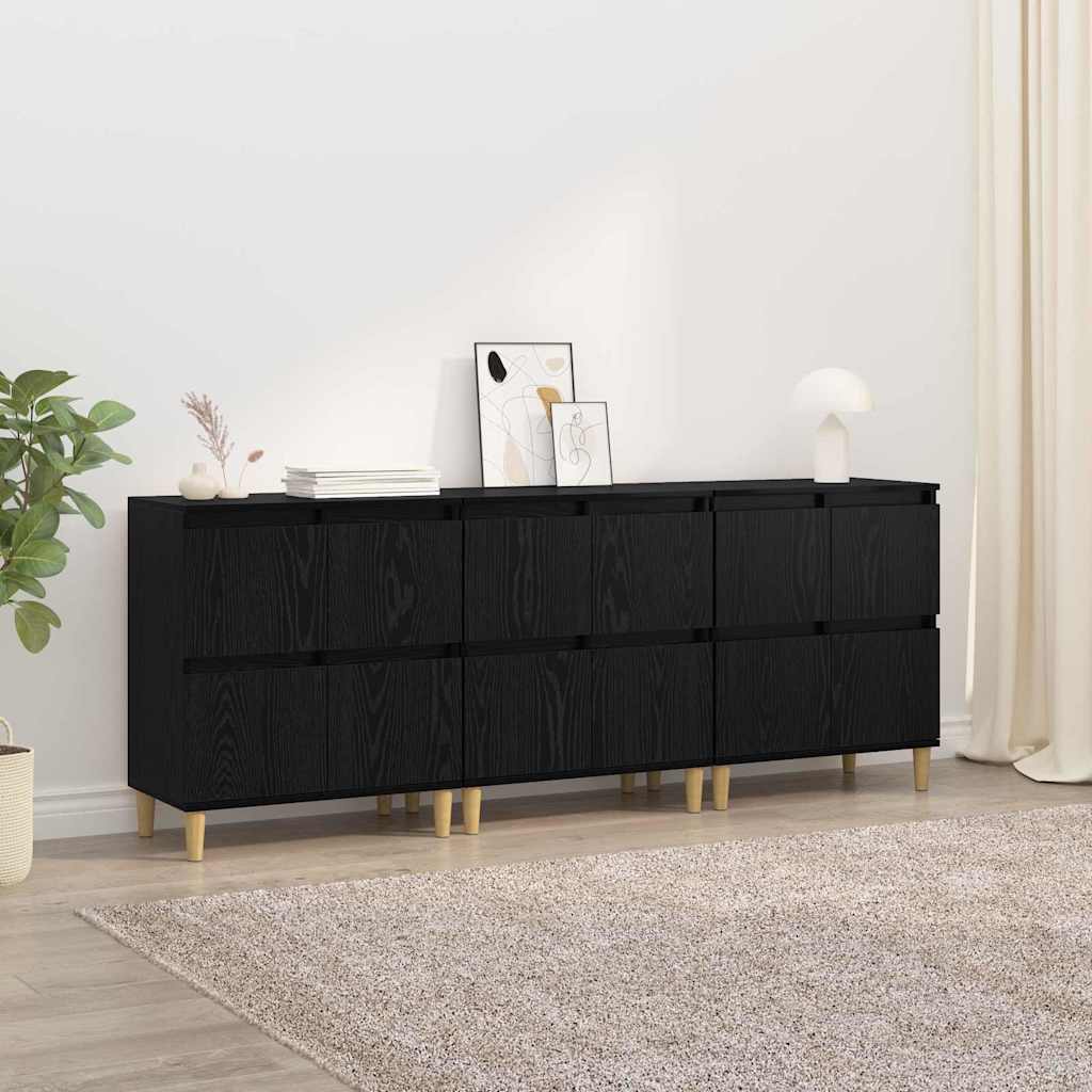 Sideboards 3 pcs Sort eg 60 x 35 x 70 cm Konstrueret træ
