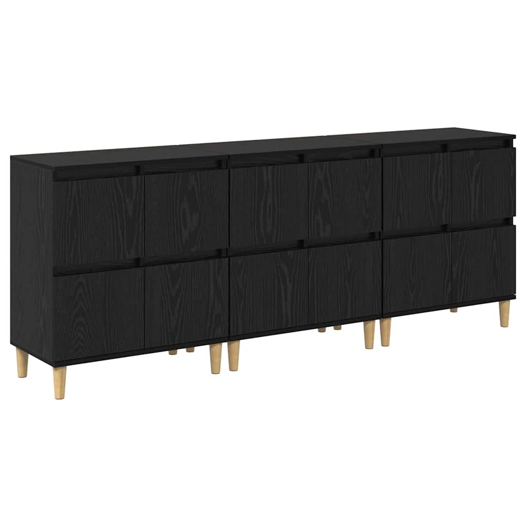 Sideboards 3 pcs Sort eg 60 x 35 x 70 cm Konstrueret træ