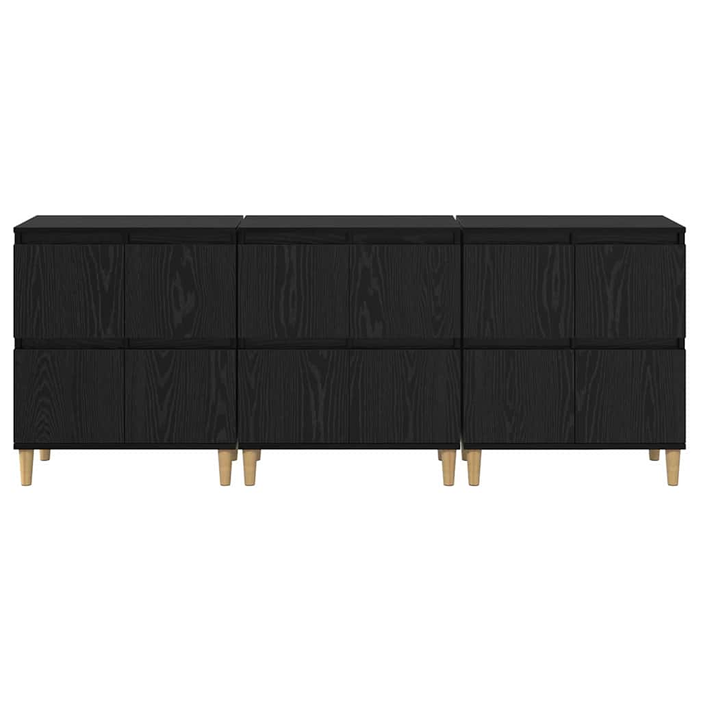 Sideboards 3 pcs Sort eg 60 x 35 x 70 cm Konstrueret træ