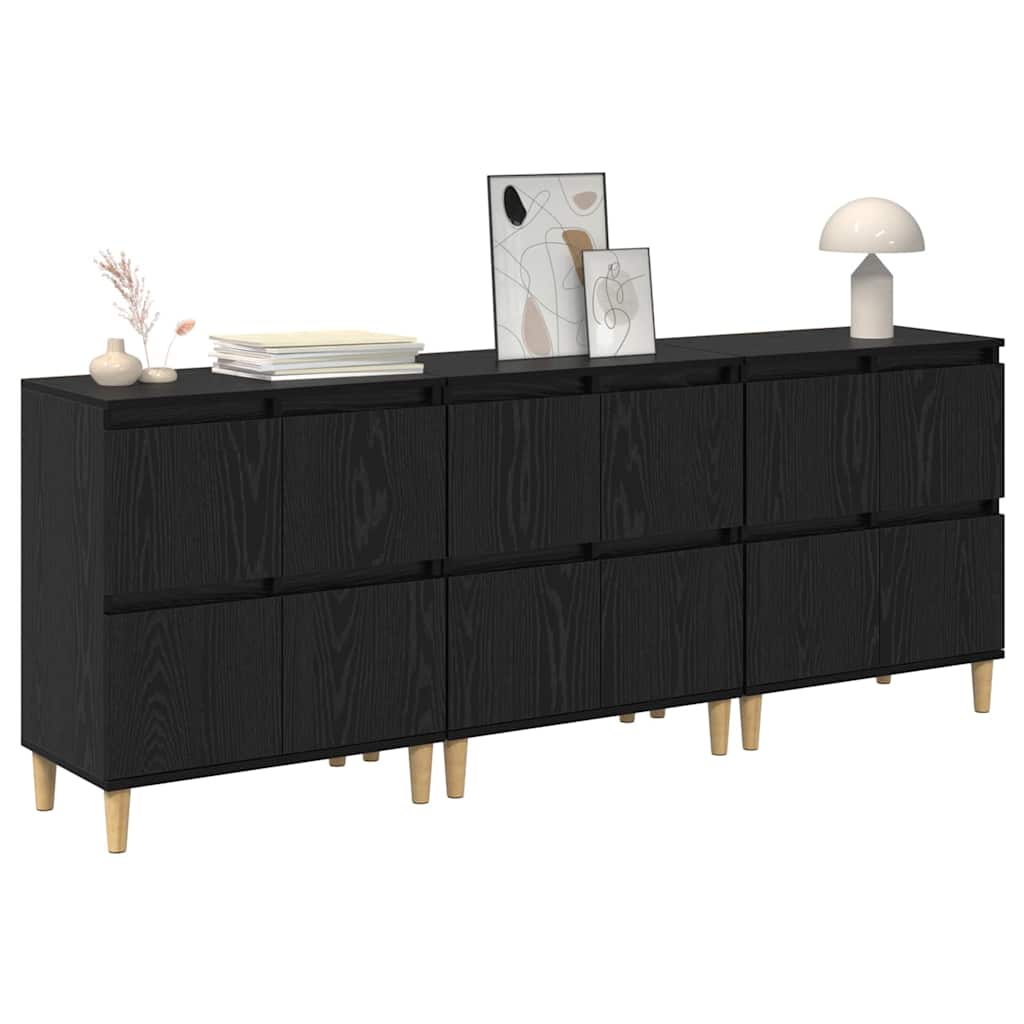 Sideboards 3 pcs Sort eg 60 x 35 x 70 cm Konstrueret træ