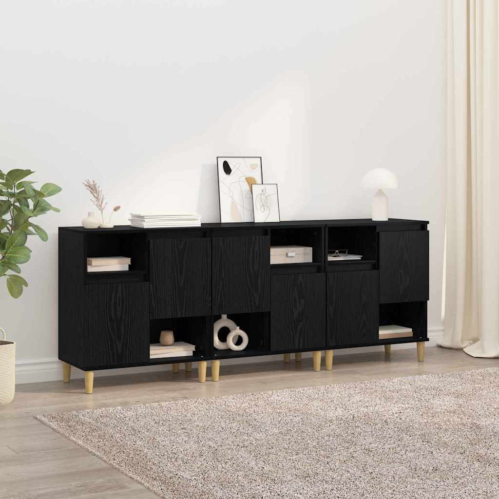 Sideboards 3 pcs Sort eg 60 x 35 x 70 cm Konstrueret træ