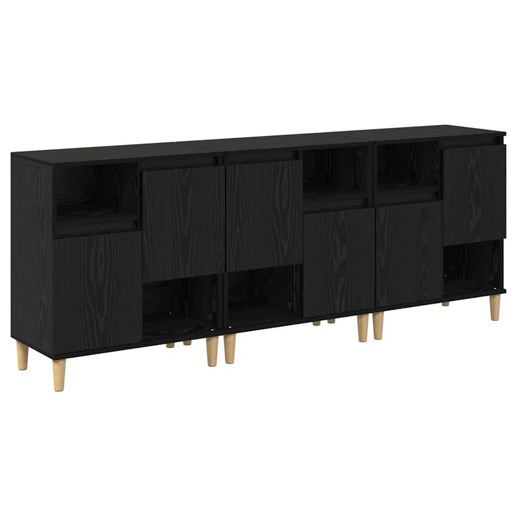 Sideboards 3 stk. Sort eg 60 x 35 x 70 cm Konstrueret træ