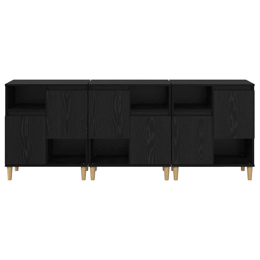 Sideboards 3 pcs Sort eg 60 x 35 x 70 cm Konstrueret træ