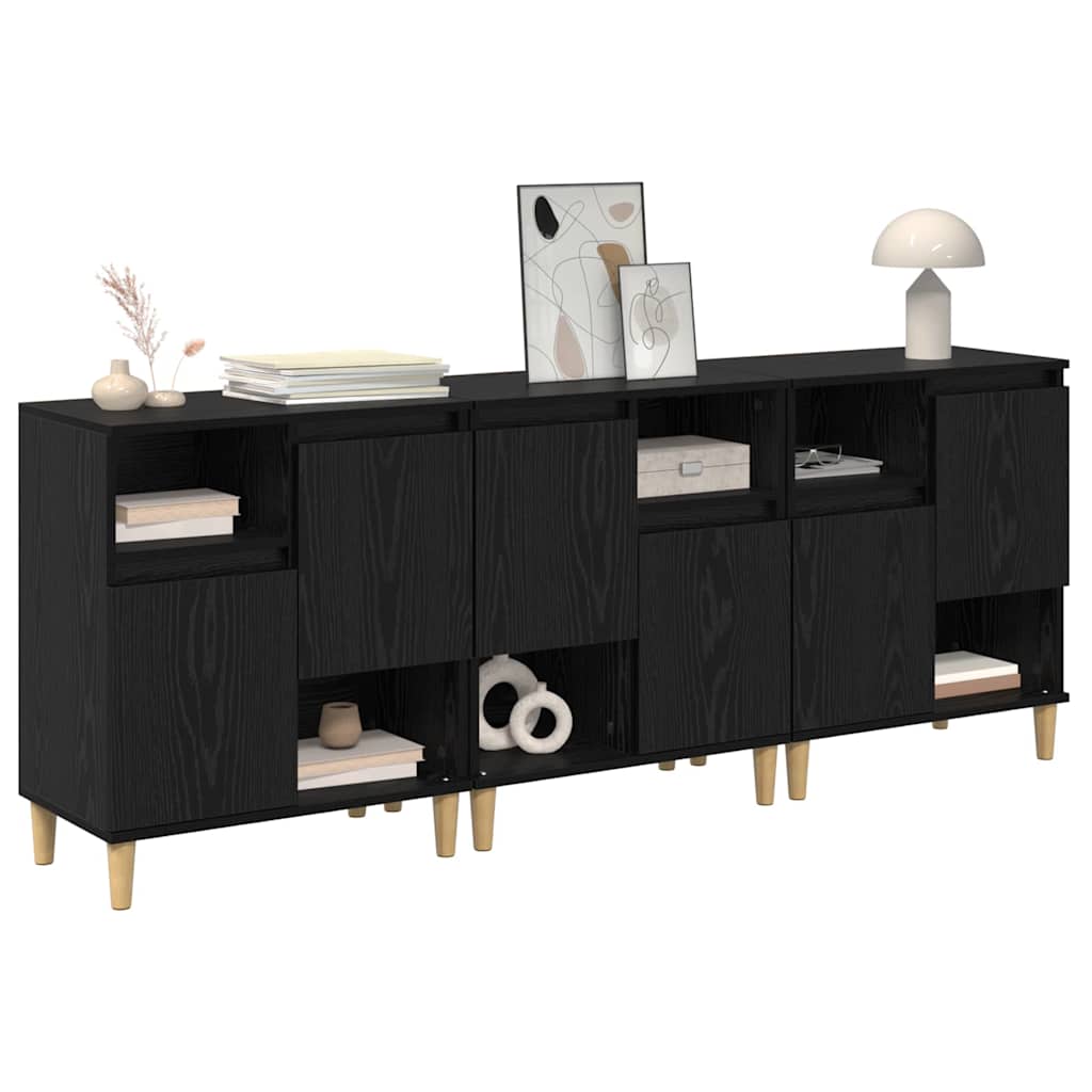 Sideboards 3 stk. Sort eg 60 x 35 x 70 cm Konstrueret træ