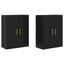 Væghængt skab 2 pcs Sort eg 69,5 x 34 x 90 cm Konstrueret træ