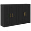 Væghængt skab 2 pcs Sort eg 69,5 x 34 x 90 cm Konstrueret træ