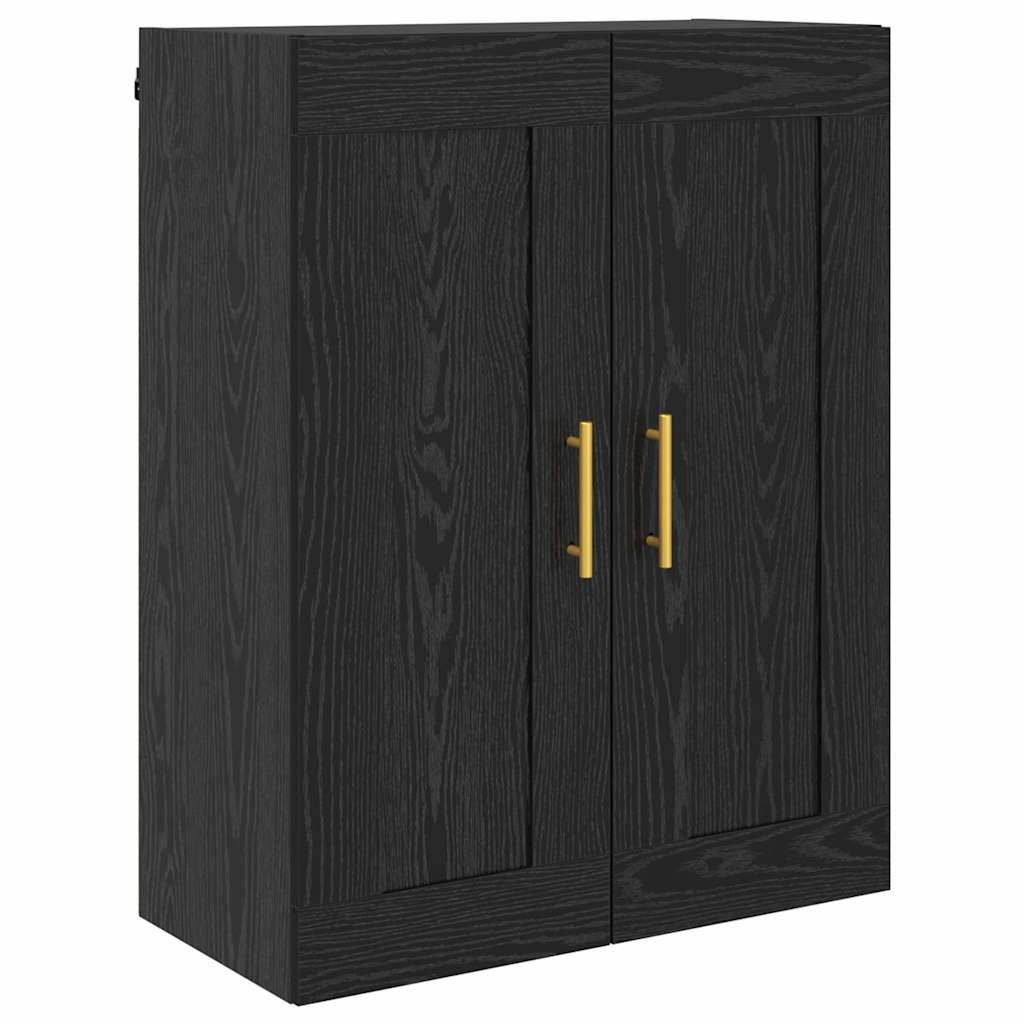 Væghængt skab 2 pcs Sort eg 69,5 x 34 x 90 cm Konstrueret træ