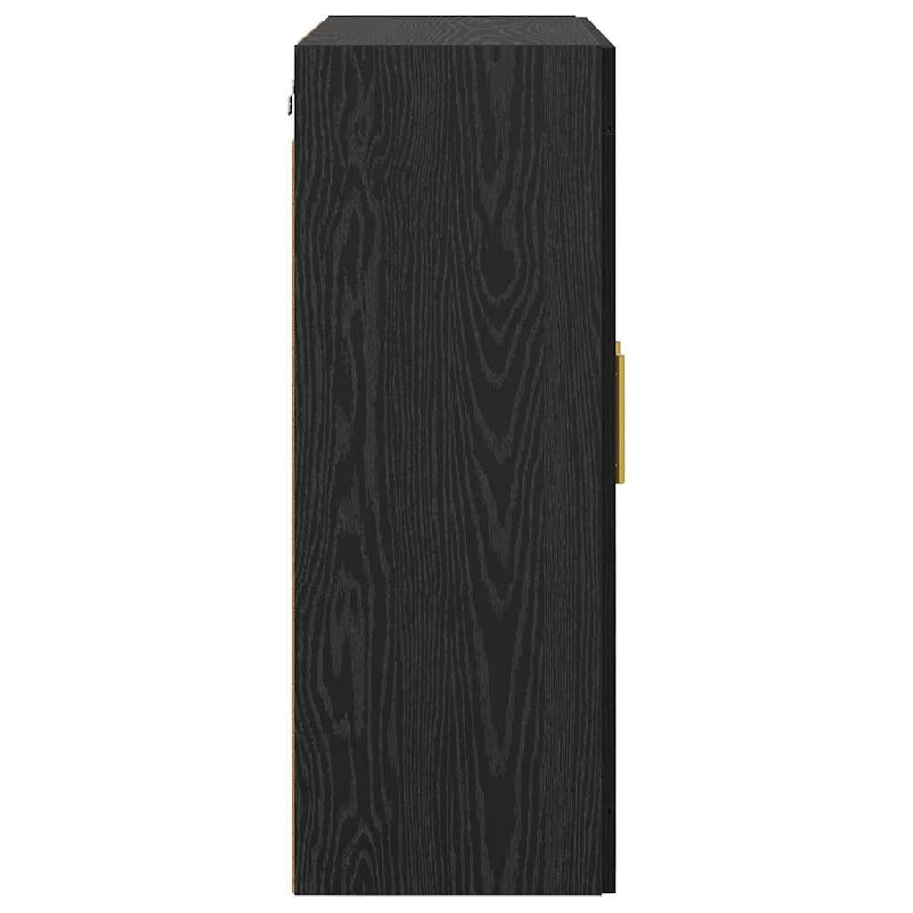 Væghængt skab 2 pcs Sort eg 69,5 x 34 x 90 cm Konstrueret træ