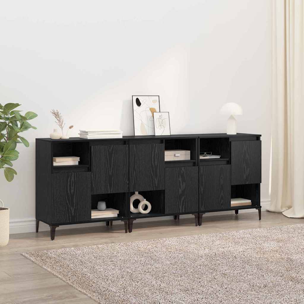 Sideboards 3 stk. Sort eg 60 x 35 x 70 cm Konstrueret træ