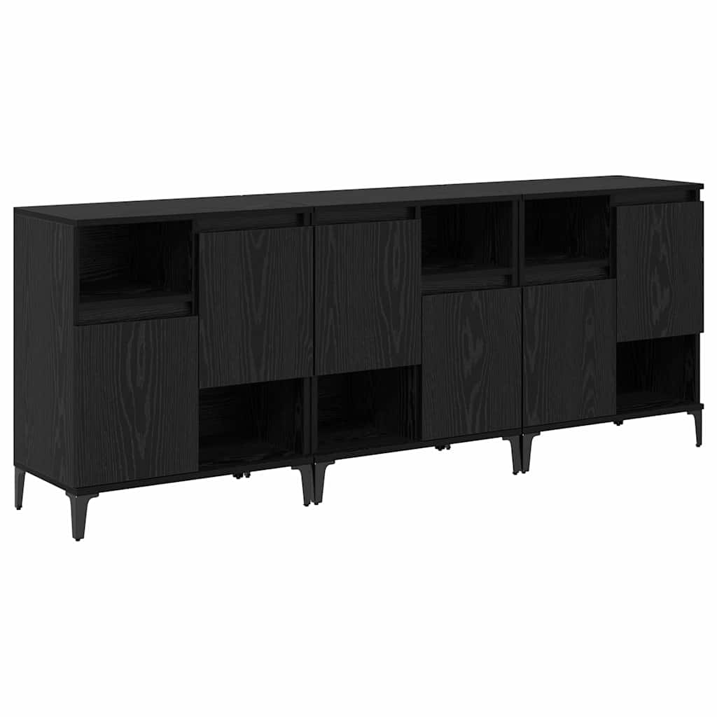 Sideboards 3 stk. Sort eg 60 x 35 x 70 cm Konstrueret træ
